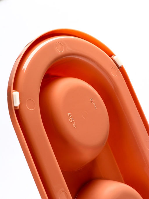 Миска двойная для животных «Мур-мяу», 300 мл, на подставке, пластик, цвет кирпичный