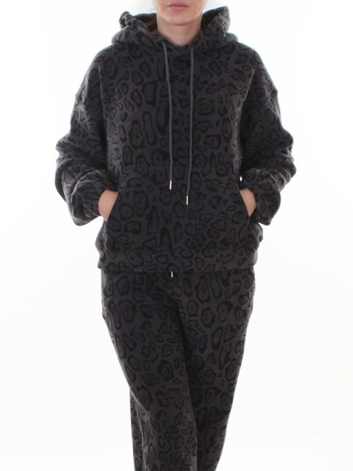 003 DK. GRAY/LEOPARD Костюм спортивный зимний женский (95% хлопок, 5% полиэстер)