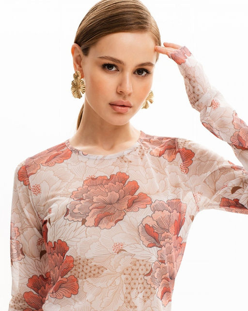 Лонгслив из сетки с круглым вырезом 456.1 - Sahar art lab фото 3