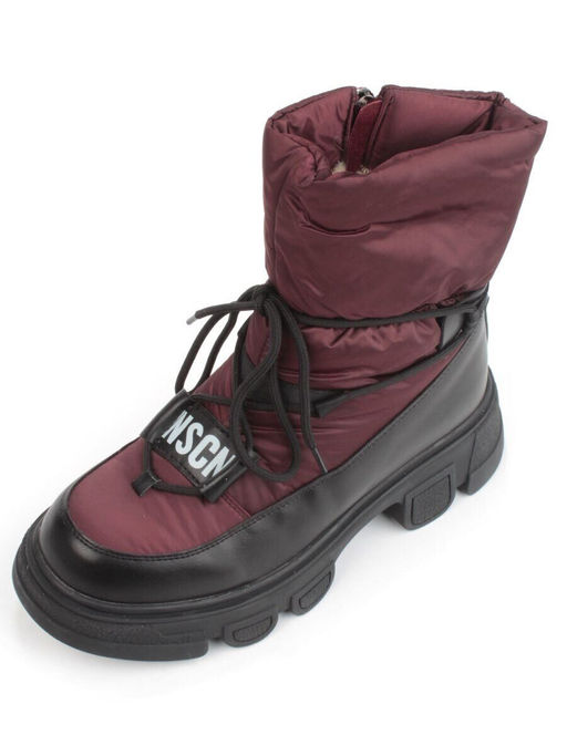 02-FAS98-2Z VINOUS/BLACK Дутики женские (искусственная кожа, плащевая ткань, шерсть)