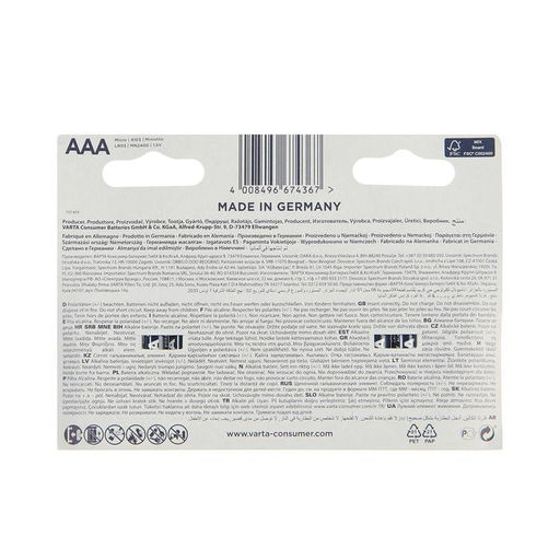 Батарейка алкалиновая Varta Energy, AAA, LR03-10BL, 1.5 В, блистер, 10 шт.