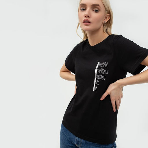 Футболка женская KAFTAN Beautiful, чёрный, размер 40-42