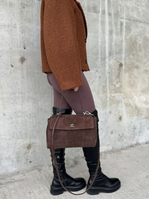 Женская замшевая сумка-портфель 8399 Кофе - Sergio valentini фото 9