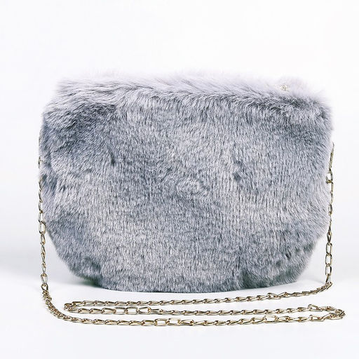 Сумка плюшевая, 24×19×3 см, серая