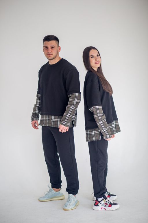 302 Костюм комбинированный, черный/хаки клетка - Knitka wear фото 3