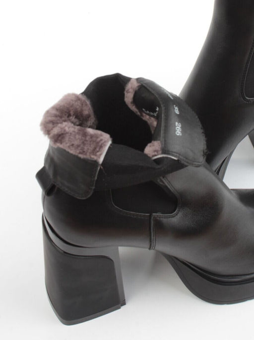 04-M3-1469 BLACK Ботильоны зимние женские (натуральная кожа, натуральный мех)
