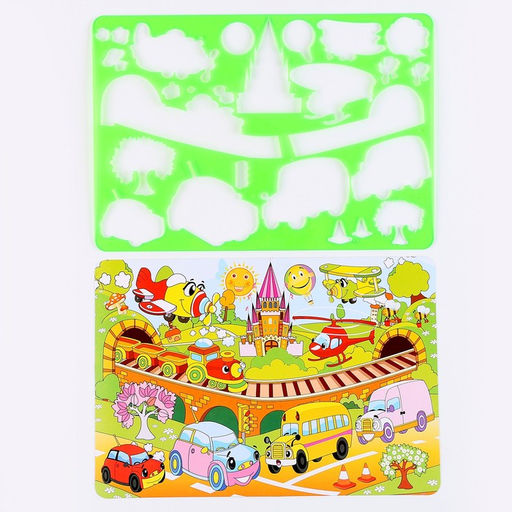 Трафарет для малышей Милый транспорт с раскраской - Simaland фото 2