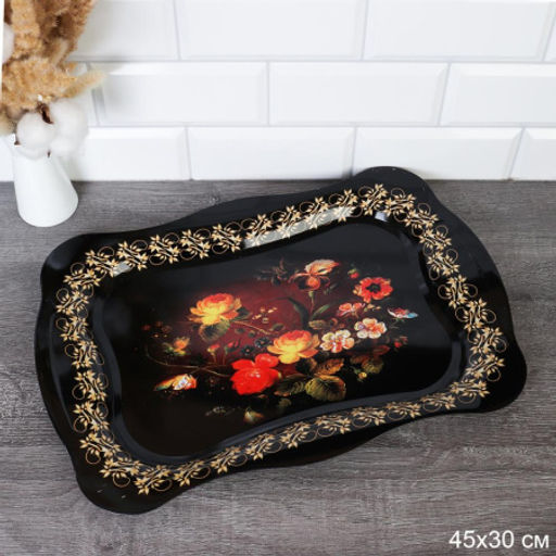 Поднос прямоугольный 45х30 металл Эмаль/ 1002 /уп 100/ - Галеонтрейд фото 2