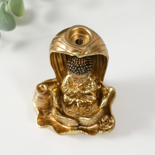 Подставка для благовоний, конусов «Маленький Будда», полистоун, золото, 6.1×7.5×10 см