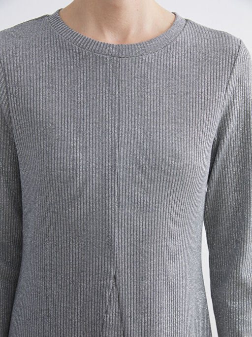 B?y?k Beden Bisiklet Yaka Fitilli Elbise