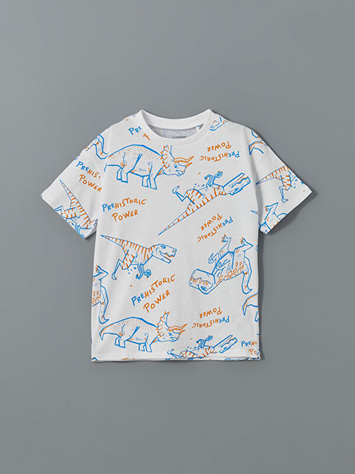 Bisiklet Yaka Bask?l? Erkek ?ocuk Ti??rt