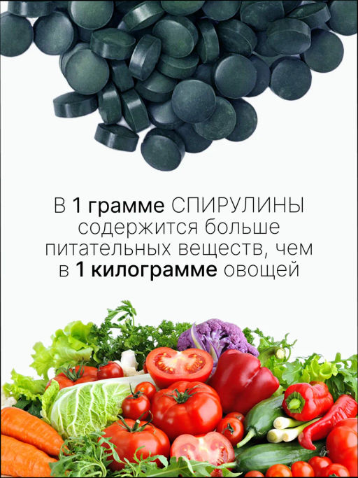 Спирулина + Хлорелла таблетки 150г (таблетки массой 500мг) - Sneko Gold фото 11