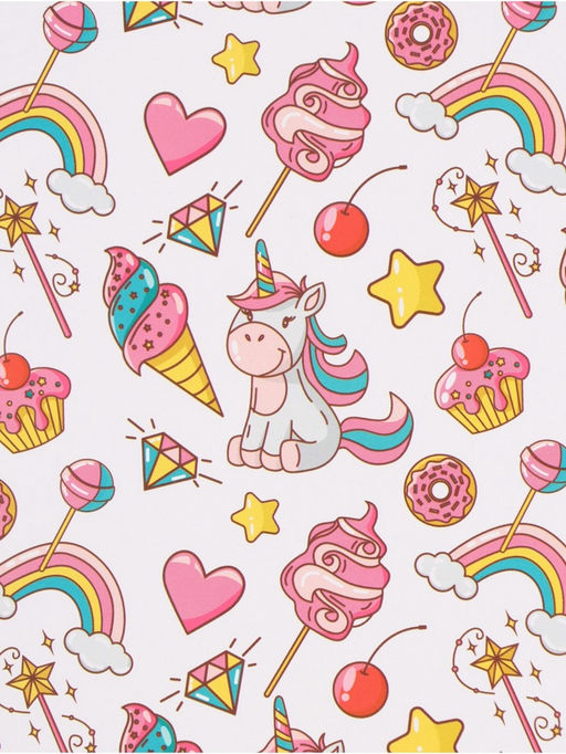 Цена за 2 шт. Бумага упаковочная глянцевая «Единорожки», 70×100 см, 1 лист