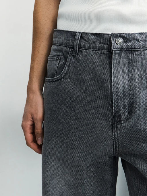 Джинсы wide leg с эффектом стирки / Zarina  фото 5