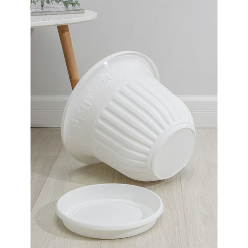 Горшок для цветов с поддоном «Лозанна», 17 л, d=41 см, пластиковый, белый