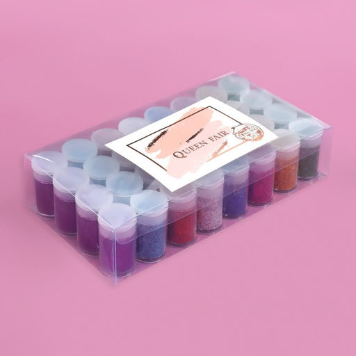 Блёстки для декора, мелкие, набор 32 баночки, в ПВХ - коробке, разноцветные - Queen fair фото 6