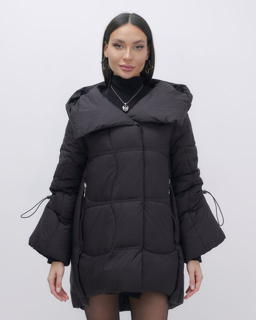 Куртка зимняя женская с большим капюшоном модная черного цвета 7739Ch - Visdeer фото 6
