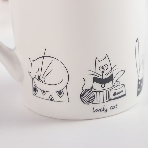 Кружка Доляна «День кота», 380 мл, фарфор, белая