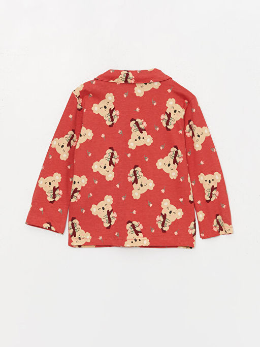 G?mlek Yaka Uzun Kollu Desenli Pamuklu K?z Bebek Pijama Tak?m? - Waikiki фото 3