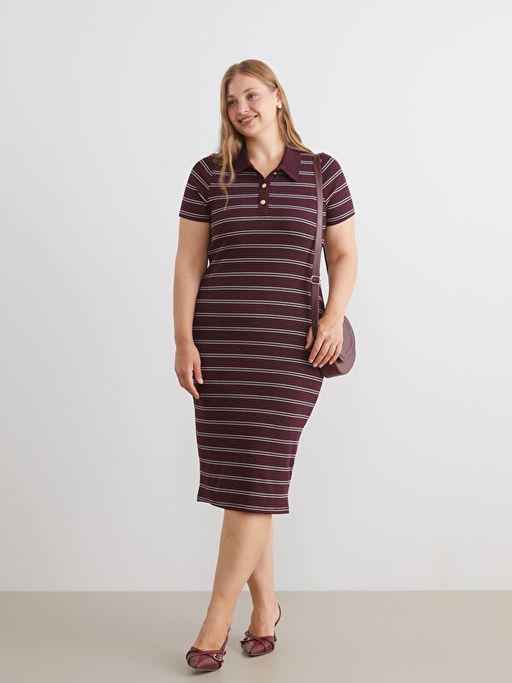 Polo Yaka ?izgili Elbise