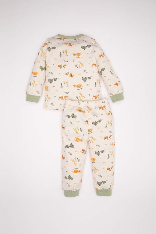 Пижамный комплект с длинными рукавами и рисунком сафари для маленьких мальчиков - Defacto фото 5