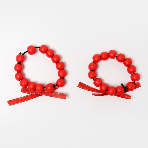 Цена за 2 шт. Набор новогодних колец для салфеток 2 штуки «Бантик», цвет красный, d=5 см, дерево