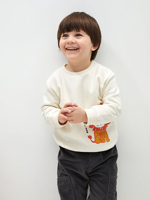 Bisiklet Yaka Uzun Kollu Bask?l? Erkek Bebek Sweatshirt - Waikiki фото 2