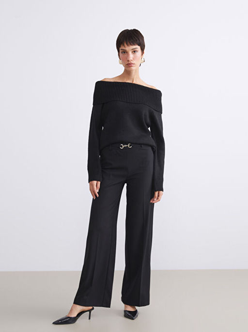 Beli Kemerli Geni? Pa?a Kad?n Pantolon