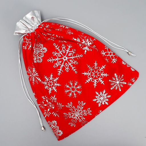 Цена за 5 шт. Мешочек подарочный плюш Радость внутри, снежинки, тиснение, 30 х 40 см +/- 1.5 см - Дарите счастье фото 8