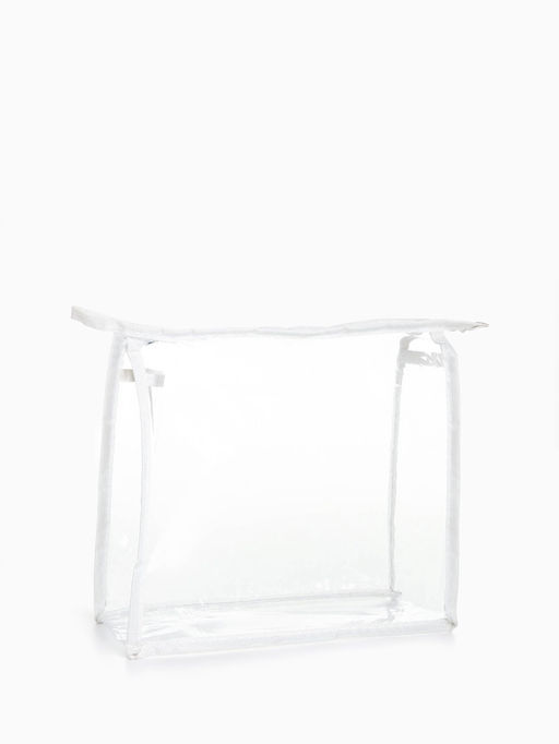 Косметичка на молнии, треугольная, маленькая, прозрачная/белая