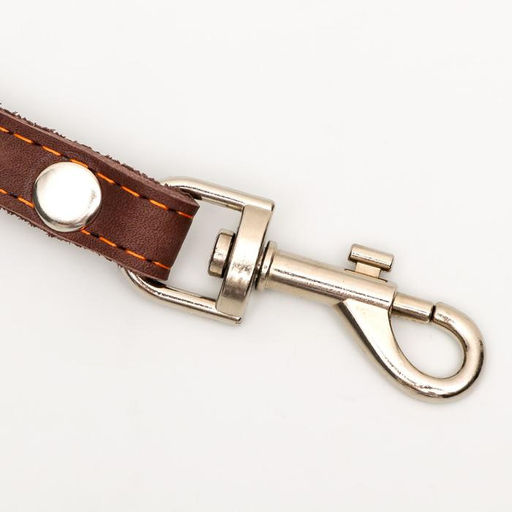 Поводок кожаный однослойный длинный, 2 м х 1,6 см, коричневый - Пижон фото 2