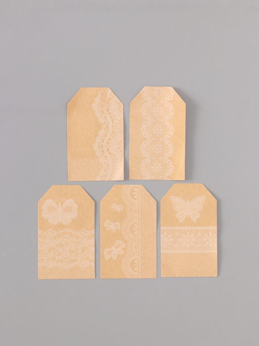 Наклейка бумага крафт Бирки. Кружево, 3?5 см 200 шт., в рулоне