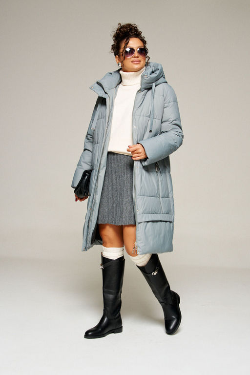 Пальто Beautiful Free 8022 серо-голубой