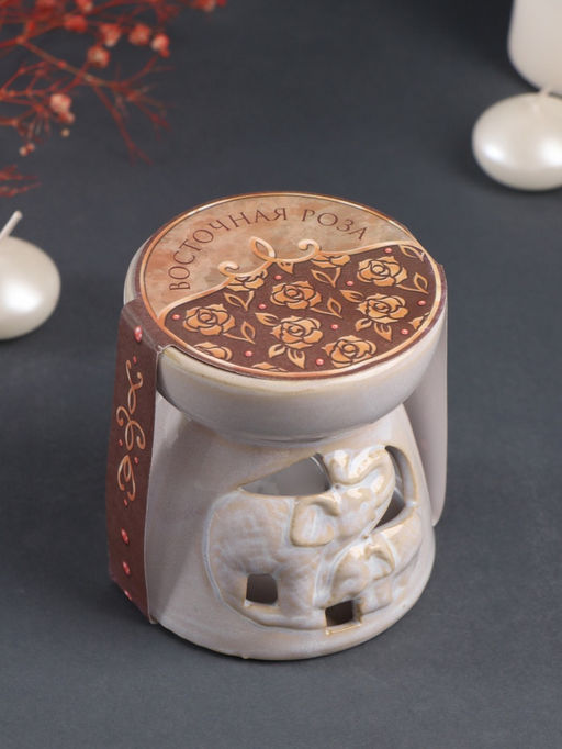 Набор: аромалампа для эфирных масел, мелтс из воска ароматический Слон со слонёнком, светлый беж, 10?10?9 см - Simaland фото 2