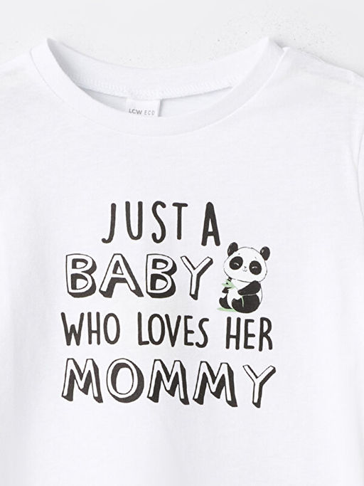 Bisiklet Yaka Bask?l? Erkek Bebek Ti??rt - Waikiki фото 3