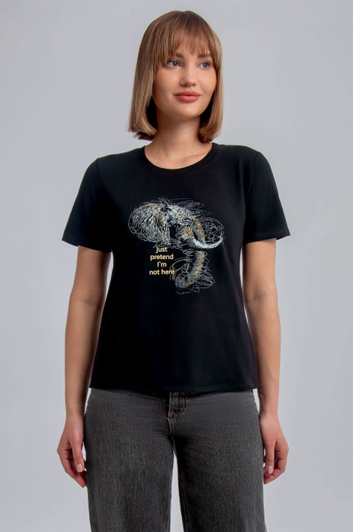 Арт. 3746 Футболка женская 42-50 (5 шт) Цвет:черный - Калинка фото 10