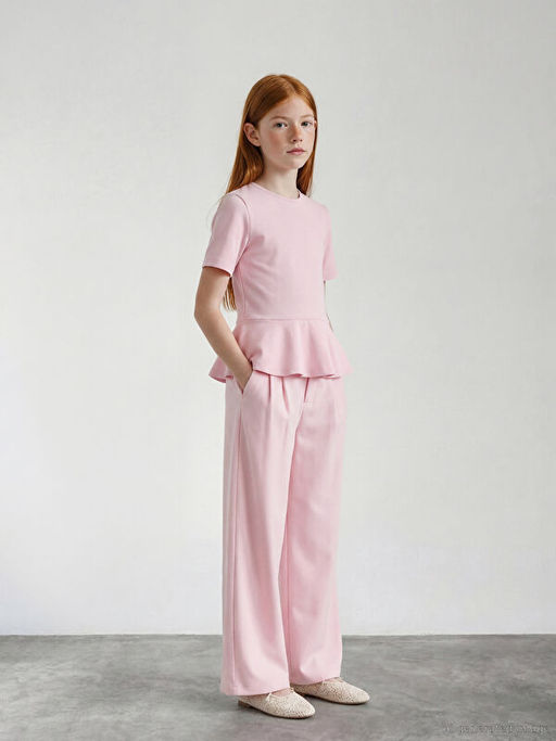 Bisiklet Yaka K?z ?ocuk Volanl? Ti??rt