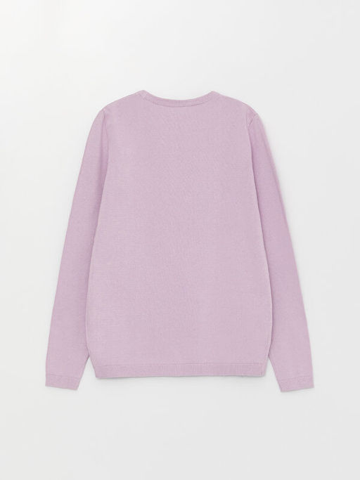 Bisiklet Yaka Bask?l? Uzun Kollu K?z ?ocuk Triko Kazak - Waikiki фото 2