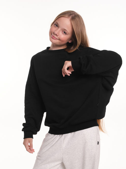 Толстовка оверсайз для девочки 22-2017 черный - Mini maxi фото 16