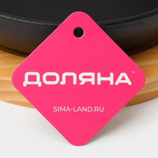 Сковорода «Жаровня», d=19 см, на деревянной подставке, индукция, чугун, чёрная