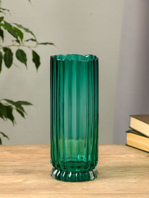 Ваза «Верена», 25.5×10 см, стекло, зелёная