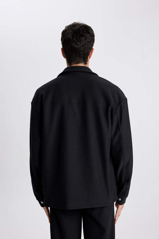 Плиссированная куртка с рубашечным воротником и расслабленным кроем - Defacto фото 9