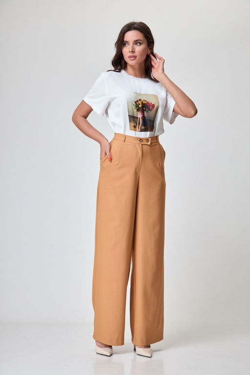 Футболка ANELLI 1280 белый с тюльпанами  фото 2