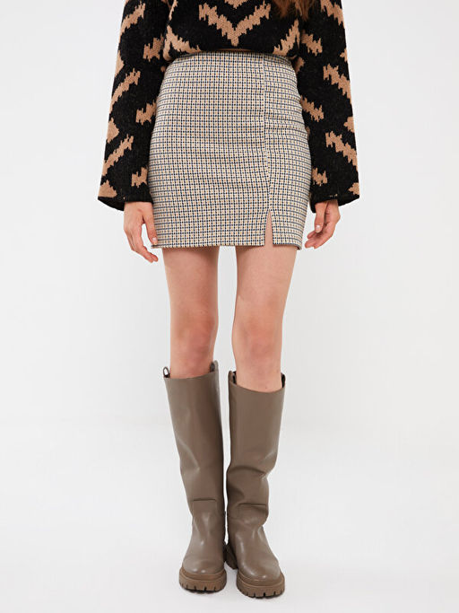 Ekstra Dar Fit Desenli Kad?n T?p Etek