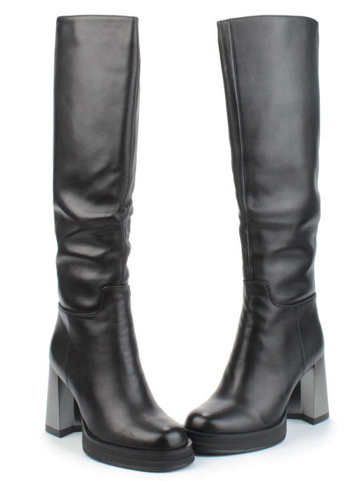 02-B6237-6051Z-6BM-1 BLACK Сапоги зимние женские (натуральная кожа, натуральный мех) - Фабричный китай фото 12