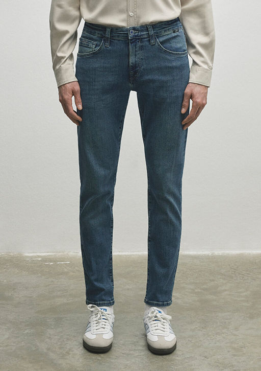 Jake Premium Blue Golgeli Indigo Mavisi Jean Pantolon  фото 3