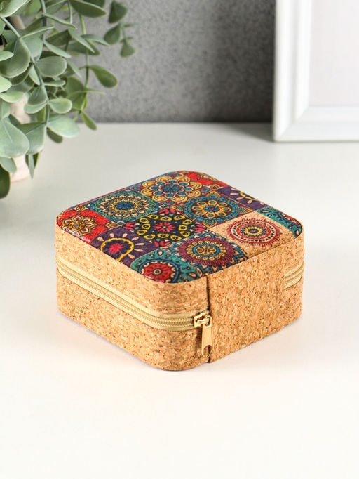 Шкатулка для украшений «Восточный ковёр», пробка, кожзам, 10×10×5 см