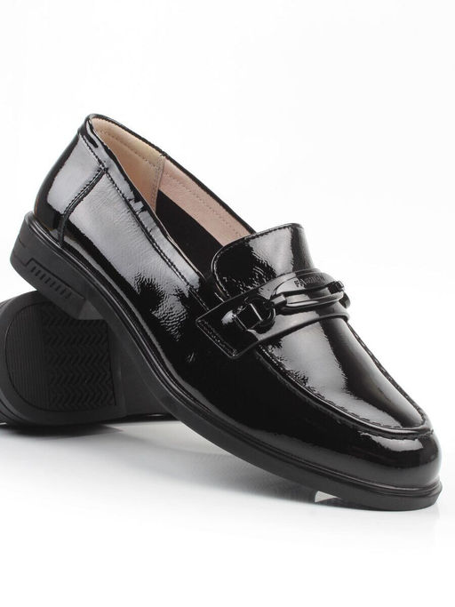 03-DEB33-2 BLACK Лоферы женские (натуральная кожа)