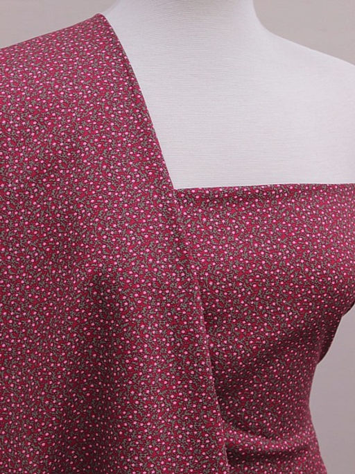 Импорт. хлопок Россыпь розовых цветочков на бордово-малиновом, ш.1.5м, хл-100%, 105гр/м.кв - Купава фото 2