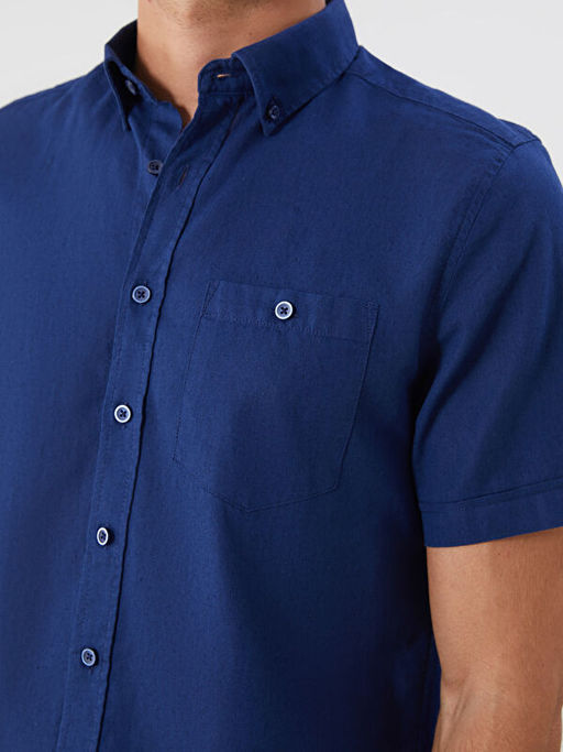 Regular Fit Keten Kar???ml? Erkek G?mlek